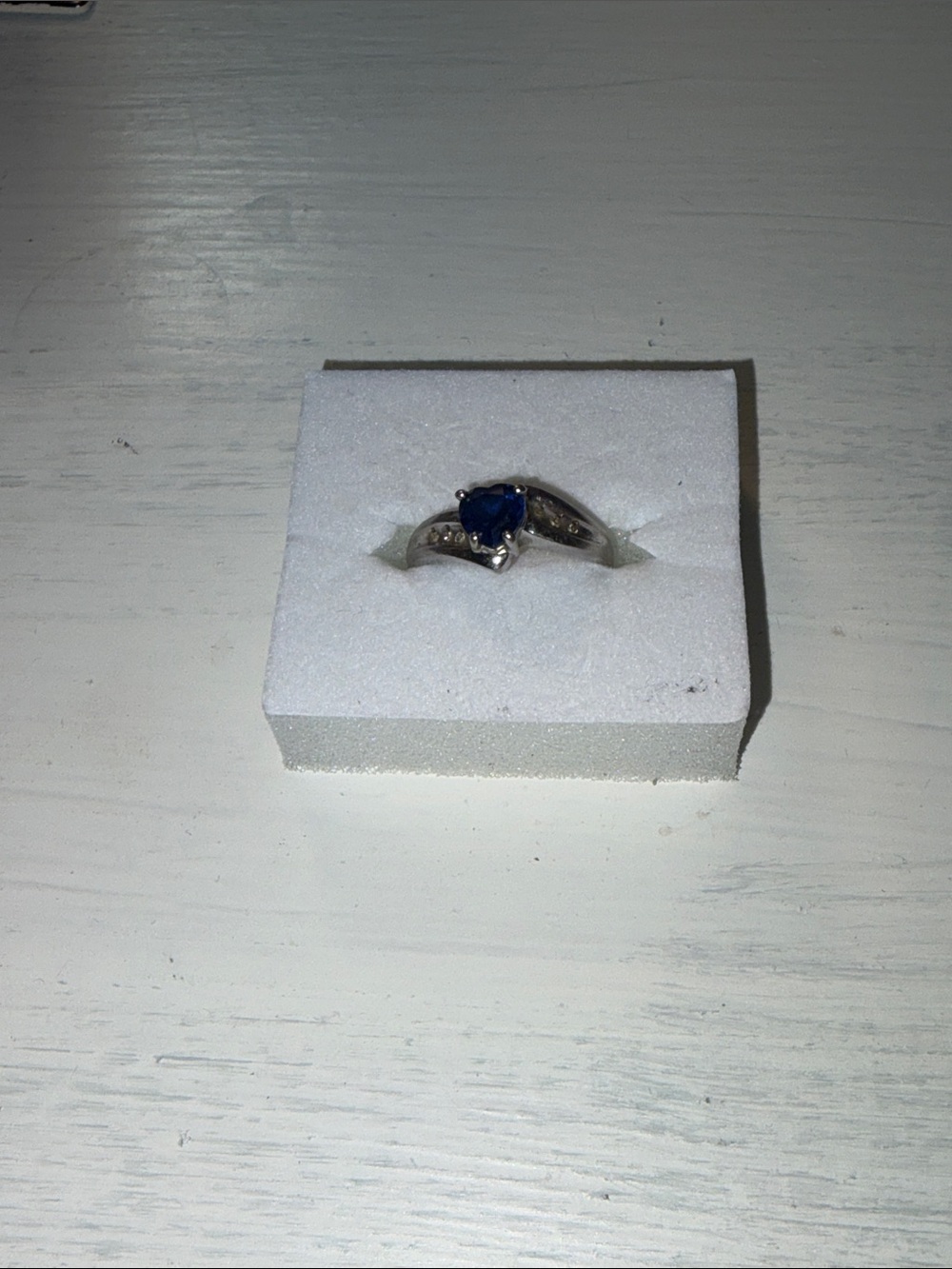 Sterling Silver Blue Sapphire Heart Ring